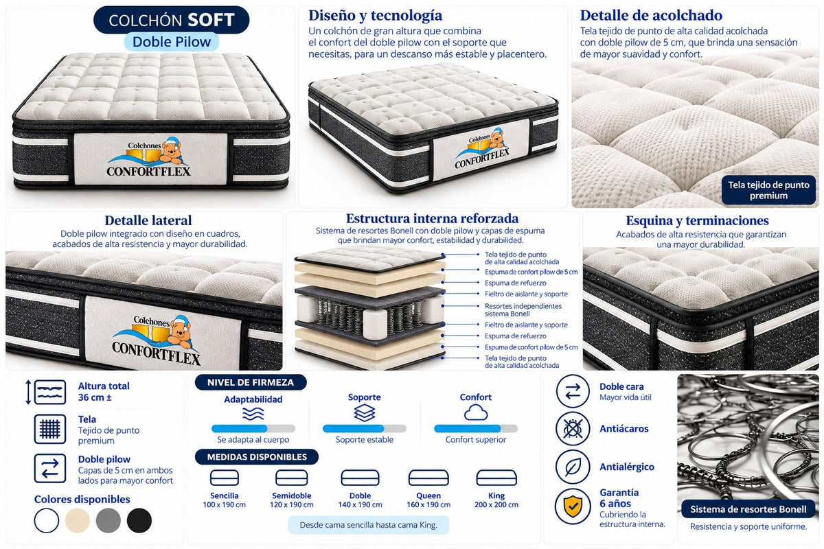 Colchón Soft Doble Pilow — Confortflex