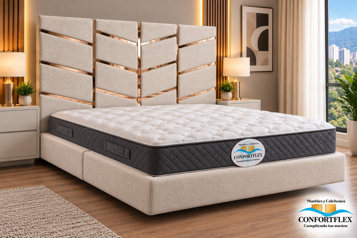 Cama Modelo Espiga Espejos — Colección Confort