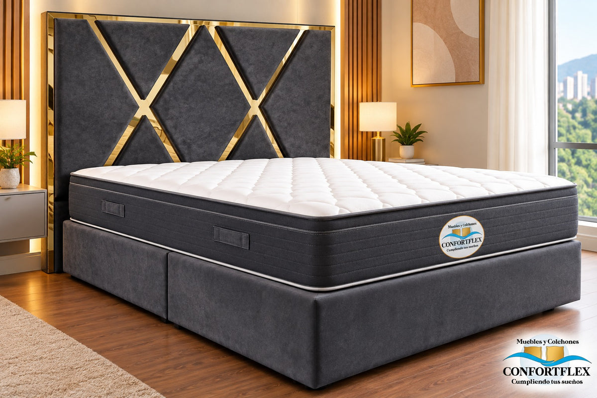 Cama Modelo Rombo Gold — Colección Confort