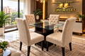 Comedor Capitoneado 4 puestos - Mesa con vidrio 12mm y sillas tapizadas | Confortflex