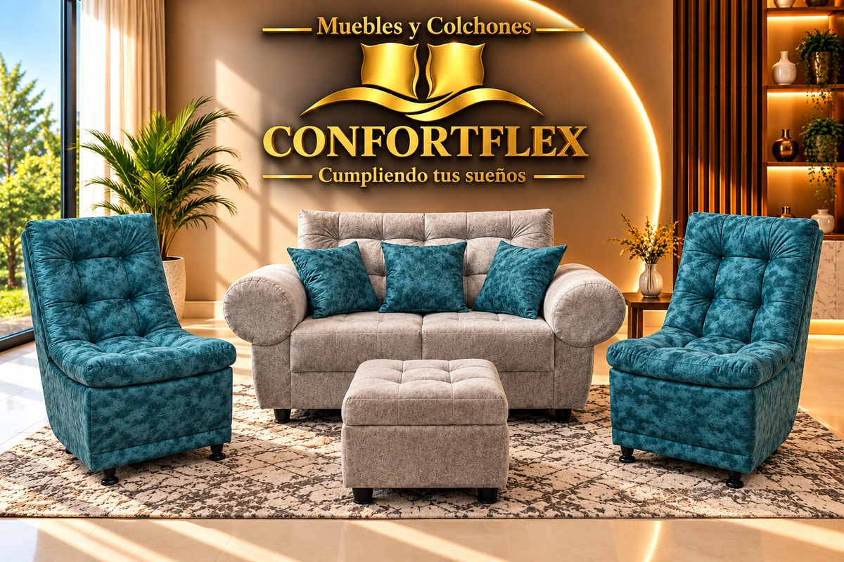 Sala Mini Huevo - Sofá, 2 auxiliares y puff Confortflex