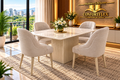 Comedor Orquídea 4 puestos - Base acanalada y tapa marmolizada brillante | Confortflex