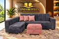 Sala Bélgica - Sofá 3 puestos con auxiliar reversible y puff baúl | Confortflex