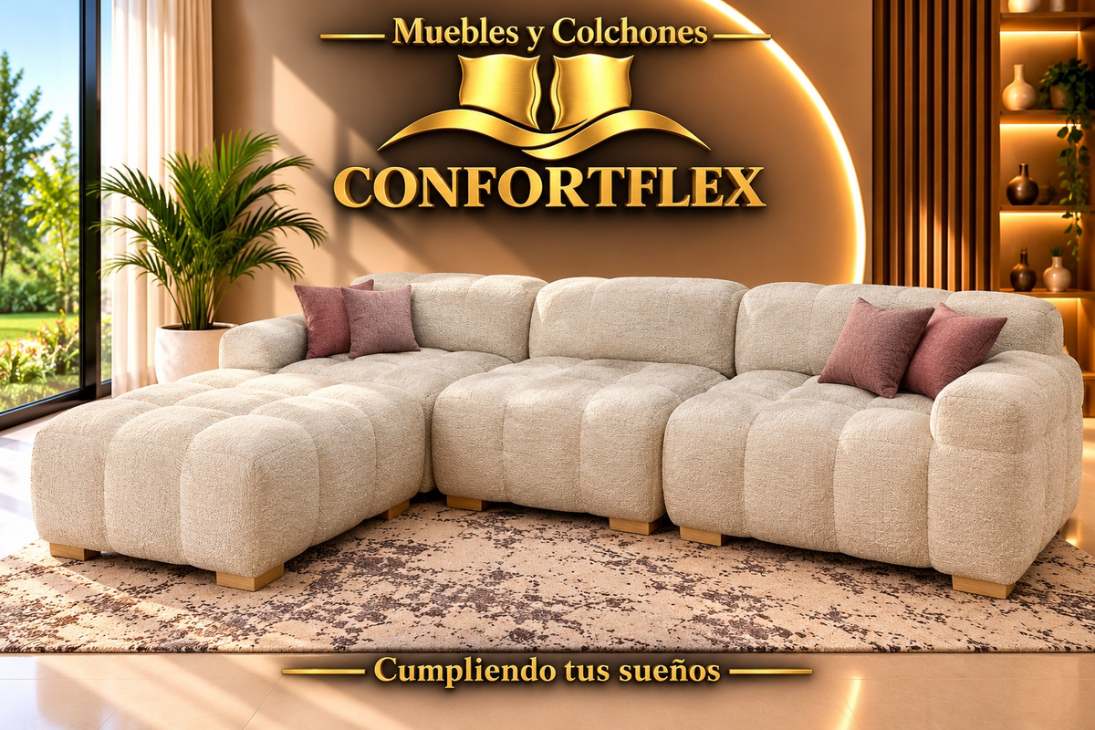 Sala Nube - Sofá modular 4 puestos con auxiliar nube | Confortflex