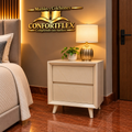 Mesa de Noche Marly 2 cajones minimalista patas palillo blanca | Confortflex